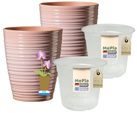 MePla - 2 Stück - SK Soendgen Orchideenübertopf Bergamo ø 13 Terra Pflanztopf Orchidee ø 12, hochwertiges Wohnambiente