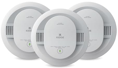 Kidde Smoke Detector, 10-Year Battery Powered, with LED Status Lights, 85 dB Alarm, 5-inches, 20SD10, 3 Pack