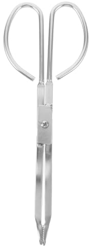 Edelstahl Feuerzange 28cm für Kaminofen und Brennholz | Ergonomischer Griff, Sichere Handhabung bei Hitze, Silberne Ausführung, für Camping und Innenkamin