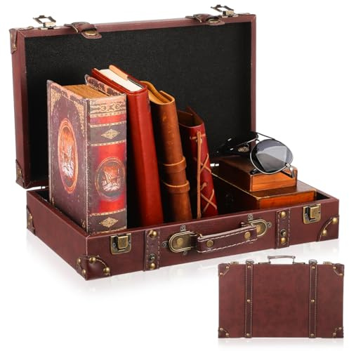 POPETPOP Vintage-Koffer Gepäckbox Im Britischen Stil Aus Lederoptik 13.50 X 8.27 X 3.27 in Für Bekleidungsgeschäfte Foto-Requisiten Schaufensterdekoration Und Aufbewahrung