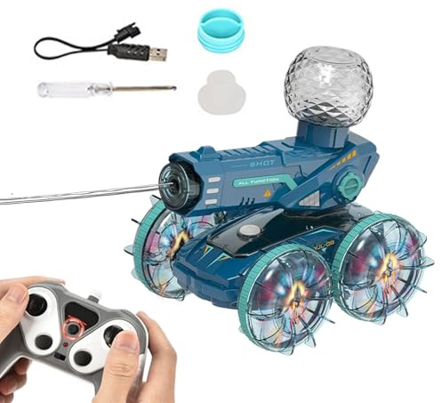RC Terrestrisches Wasserfahrzeug – Einstellbare Geschwindigkeit, LED, Fernbedienung | Kreatives Hobbyauto mit Wasserspritzern für den Planschbecken zum auf Felsen Hof zur Drift G