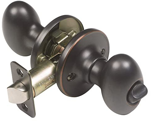 Design House Door Knob, Privacy Lock for Safety, Oval Handle Shape, Fits Standard Doors, for Bedrooms/Bathrooms, Easy Installation, Oil Rubbed Bronze, 2.625 in. Diameter x 2.75 in. L, 750588