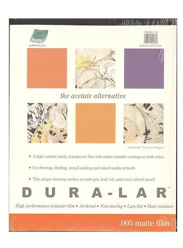 Grafix Matte 0.005 Dura-Lar Film, 9 12-Inch, 25 Sheets, Mylar, Original Version, 9x12 in