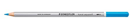 STAEDTLER aquarell Buntstifte karat aquarell, cyan, wasservermalbare, weiche und farbintensive Mine, für unterschiedliche Trocken- und Nasstechniken, 6 Aquarellstifte im Kartonetui, 125-37