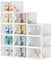SIMPDIY Shoe Storage,12 pcs Shoe Boxes Clear Plastic Stackable Shoe Organizer Containers with Lids for Women/Men,Fit up to UK 12