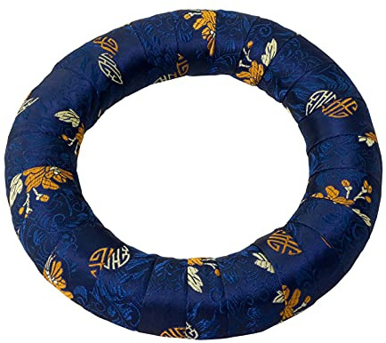 Ring für Klangschale, mit Blumenmuster, Ø 20 cm, blau | Handgefertigt in Nepal, traditionelles Muster