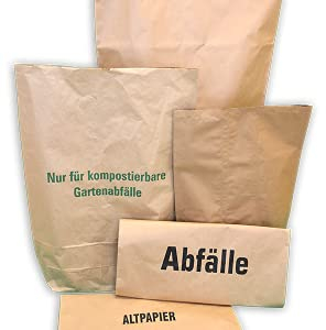 100 St. Papier-Bioabfallsäcke 120l Format 70x95x22 cm Motiv: Kompostabfälle, 2lagig, mit extra Bodendeckblatt