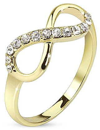Bungsa 57 (18.1) Infinity Ring Gold Unendlichkeits Symbol schmal Größen 49 52 54 57 60 (Ring Damen Fingerring Partnerringe Verlobungsringe Trauringe Damenring Brass)