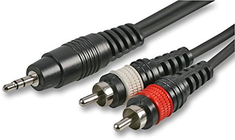 Pulse PLS00178 3.5 mm Stereo Jack to 2x Phono (RCA) Plug to Plug Lead, 0.3m, Black