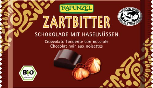 Rapunzel Zartbitterschokolade mit ganzen Haselnüssen, 6er Pack (6 x 100g) - Bio