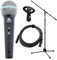 Pronomic DM-58-B Vocal Mikrofon Starter Set - Dynamisches Mikrofon - XLR Kabel mit 5 m Länge -Mikrofonstativ mit Galgen - Klemme - Schwarz