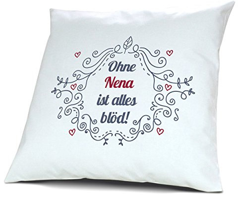 digital print Kopfkissen mit Namen Nena - Motiv Ohne Nena ist Alles blöd - Ornamente Design, 40 cm, 100% Baumwolle, Kuschelkissen, Liebeskissen, Namenskissen, Geschenkidee