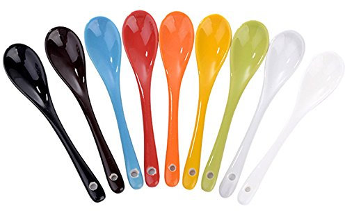 Ruikey - 7 cucchiaini colorati da dessert in ceramica, per tè, caffè, miscelazione