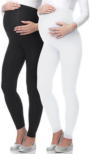 Be Mammy Lange Umstandsleggings aus Viskose Leggings Blickdicht Damen, Maternity Clothing, Ideal für die Schwangerschaft BE-02