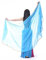 SHOWYOU Leichter halbrunder Chiffon-Handschal, Bauchtanz-Kostüm, Outfit, Hüftschal, Paillettenbesatz, Schal, Schleier, Marineblau, 98.43 x 47.24 inch