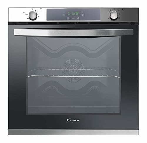 Candy CELF609X Forno Multifunzione Elettrico da Incasso, Ventilato con Grill, Capacità 80 Litri, Funzione Pizza, Touch, 59.,x59,5x57 cm, Acciaio Inox e vetro, Classe A