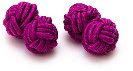 Hersteller: Bull & Drake 1 Paar Seidenknoten Manschettenknöpfe Stoffknoten Knötchen dunkles pink Umschlagmanschette Hemd Anzug Business Herren Outfit Gentleman Black Tie