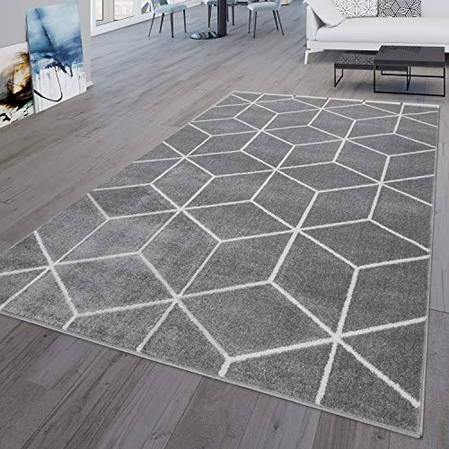 TT Home Wohnzimmer-Teppich, Kurzflor Skandinavischer Stil Rauten-Muster, In Grau, Größe:200x280 cm