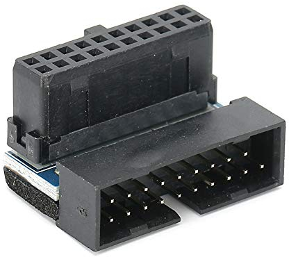 ASHATA USB 3.0 19-Pin Male to Female Extension Adapter, PH19-A Desktop Motherboard USB3.0 Socket 90 Degree Angled USB Socket Converter, for Motherboard Mainboard, Multi-Layer Circuit Board Connection