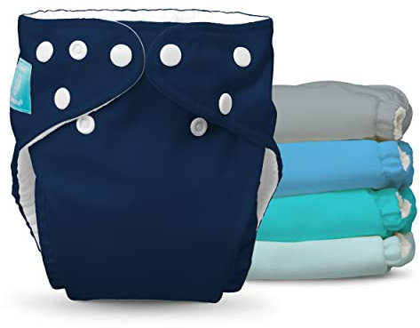 Charlie Banana Baby Fleece-Windelsystem, wiederverwendbar und waschbar, 5 Windeln und 5 Einlagen, My First Diaper Pastellblau, Einheitsgröße