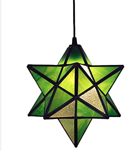 DALUXE Creative étoiles lustres Tiffany Style, teinté Pendentif Plafond de Verre, avec 12 Pouces de Large Réfectoire Cuisine île LED luminaires Suspendus, 110-240, E27, Vert