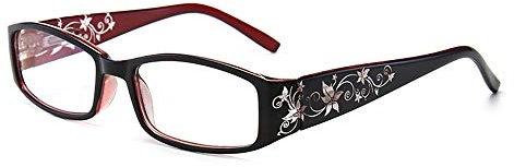 KoKoBin Damen Ultraleichte Lesebrille elegantes Anti-Blau-Licht mit Blumenspiegelfüßen kleine Lesebrille(Lila,+1.5)