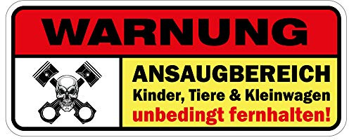 sticker-dealer Aufkleber Warnung: Ansaugbereich Kinder, Tiere & Kleinwagen unbedingt fernhalten! Autoaufklebr Fun JDM Tuning