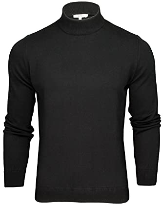 Xact Men’s Pure Cotton Mock Neck Turtleneck Jumper – Premium High Neck Knit, Soft Breathable Winter Sweater, Warm Lightweight Pullover Knitwear, Smart Tailored Look