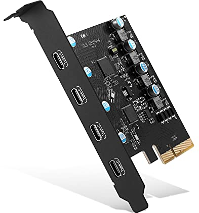 PCIe Gen3 x2 USB 3.2/3.1 Karte ASM3142 - PCI Express auf 4 Ports Typ C HUB Interner Erweiterungskarten-Treiberadapter PCI Express-Karte Computer-PC kompatibel mit mehreren Eingängen