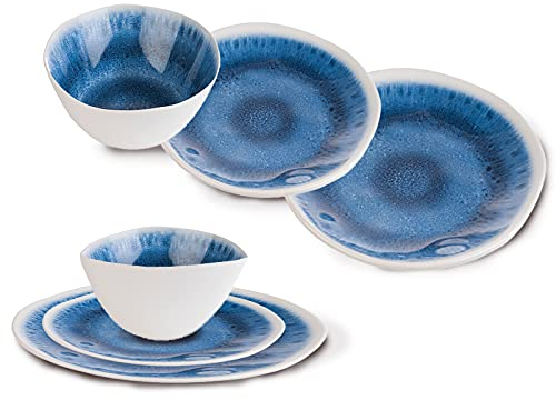 Melamin Ess-Geschirr Set für 2 Personen, Campinggeschirr maritimes Design