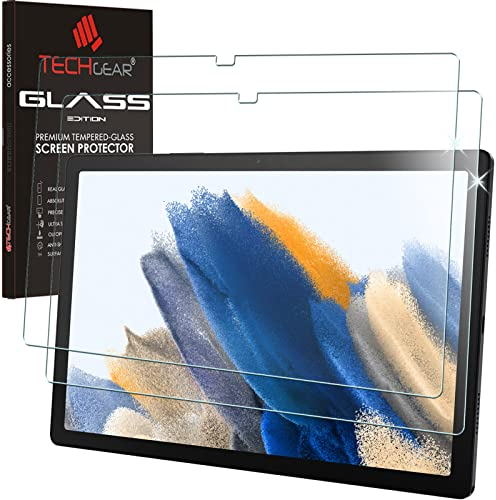 TECHGEAR [2 Pack Galaxy Tab A8 10.5 GLASS Edition (SM-X200 / SM-X205), Tempered Glass Screen Protector [9H Toughness] [HD Clarity] [Scratch-Resistant] [No-Bubble] For Samsung Galaxy Tab A8 10.5