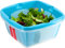 KADAX Obstwaschkorb 4L, 2 in 1 Küchensieb aus Kunststoff, 29x27x13cm, Salatsieb plastik, doppelschichtiger Obstwaschkorb, Doppelschicht-Abtropfkorb, Viereckschüssel (Blau/Transparent)