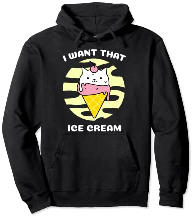 I Want That Ice Cream Kawaii Cuillère en forme de cerise pour chat Sweat à Capuche