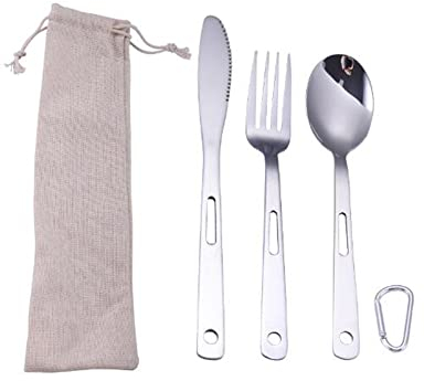 ARFUKA Camping Cutlery Set, Stainless Steel Spoon Fork Knife with Organizer Bag, Travel Camping Flatware Dinnerware Tableware Kit for Camping Backpacking and Travel