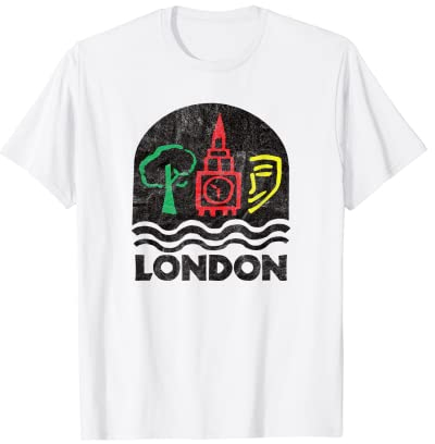 London Big Ben Uhr im Vintage-Stil, Retro-Stil, 80er / 90er T-Shirt
