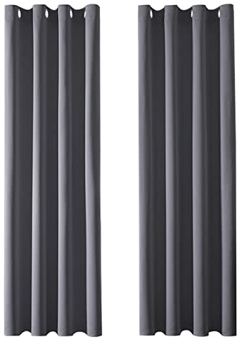 MRTREES Vorhang Blickdicht Gardinen Thermovorhang mit Ösen Verdunklungsvorhang Ösenschal Vorhänge Modern 240×140cm(H×B) Dunkelgrau 2er Set für Hotels Büros Wohnzimmer Schlafzimmer Kinderzimmer