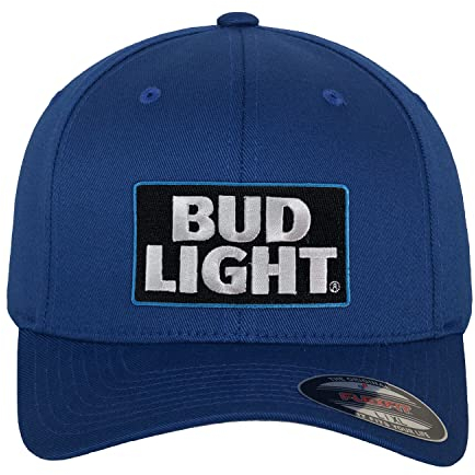 Bud Light Offizielles Lizenzprodukt Logo Patch Flexfit Cap (Blau), Groß/X-Large