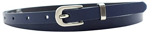 NK Belt GmbH Damen Ledergürtel aus Rindsleder, Made in Germany, Anzug Jeans Gürtel 12mm schmal #MR-19 (Blau, 95cm Gesamtlänge 110cm)