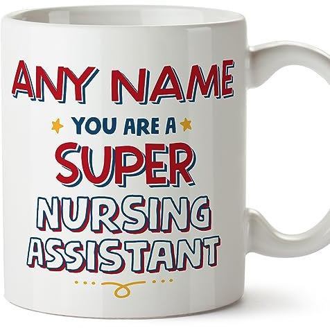 MUGFFINS Tazas Personalizadas para AUXILIAR DE ENFERMERÍA - En Inglés - You Are Super - 11 oz / 330 ml - Regalo Personalizable original y divertido