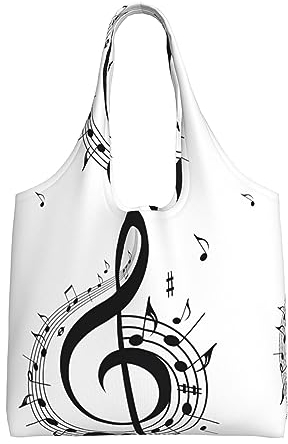 DEHIWI Musik-Tragetasche für Frauen, Schulterhandtaschen, große Kapazität, Einkaufstasche für Arbeit, Schule, Uni, Reisen, Einkaufen, Schwarz , Einheitsgröße