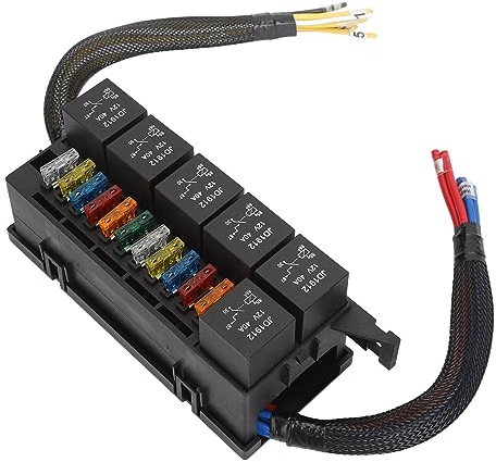 12V 6 Relais Fusible Relais Boîte Conception Étanche Z Support et Clip Couvercle de Verrouillage pour Voiture Yacht Bateau