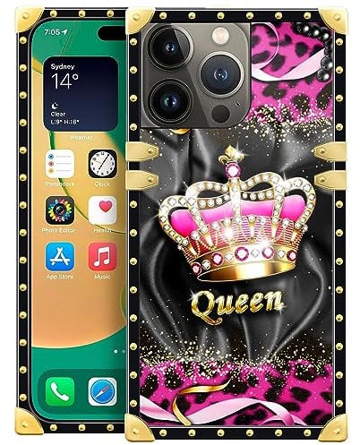 DAIZAG Compatible with iPhone 15 Plus Case,Leopard Crown for Girls Women,Square Retro Metal Corner Decoration Soft TPU Shockproof Anti-Scratch Cover for iPhone 15 Plus 6.7-inch