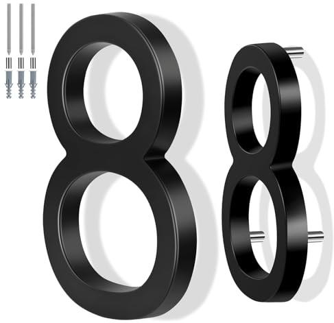 Schwebende Hausnummer, Metall, modern, rostfrei, für den Außenbereich, mit Briefkasten, Hof, Haustür, Zinklegierung, Schwarz, 911 Sichtbarkeitsschilder (8)