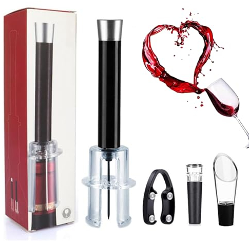 Algal Bloom Wine Opener Set, Algal Bloom Wino On The Go Wine Opening Set, Algal Bloom Wine Cork Opener, Air Pump Wine Opener, Air Pressure Wine Bottle Opener (Black)