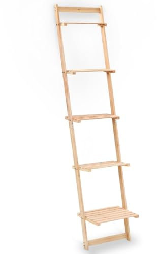 THOYTOUI Leiterregal, Würfelregal Aktenschrank Schallplattenregal Küchenregal Geeignet für Balkon Garten Werkstatt Badezimmer Zedernholz 41.5x30x176 cm