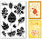 arriettycraft Herbst Silhouette Blätter Silikon Klar Stempel Ahornblatt mit Text Transparent Silikon Stempel Ginkgo Eichenblätter mit Wirbeln Gummistempel für Scrapbook Journal Kartenherstellung