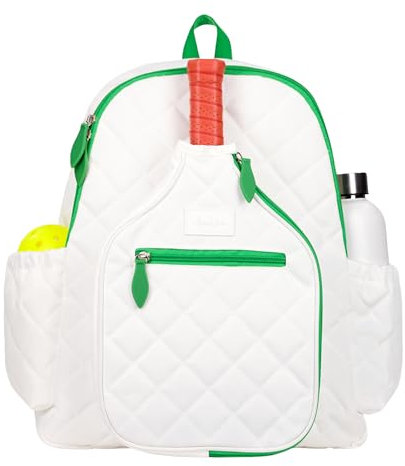 Ame & Lulu Pickleball Time Rucksack, Schwarz, Standard, Gesteppt, Weiß/Grün