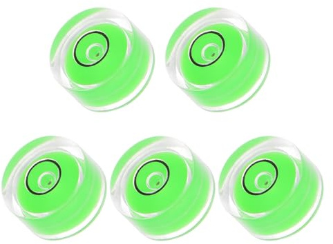 Kozelo 5pcs Small Circular Bubble Spirit Levels - [12mm Diameter 6mm Thickness] Mini Round RV Level Leveling Tools for Travel Trailer Turntable Camera, Green