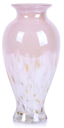 oliruim 30 cm hohe rosa-weiße geblasene Glasvase, bunte, undurchsichtige Glasvase, einzigartiges Design, breite Öffnung, Kunstdekoration für Zuhause, Wohnzimmer, Esstisch, Pampasgras-Dekor (Rosa-Weiß)