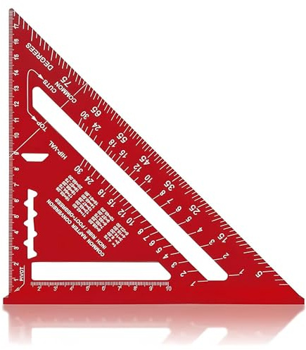 7 Inch Speed Square - Roofing Rafter Carpenter Measuring Tool, Red, Metric